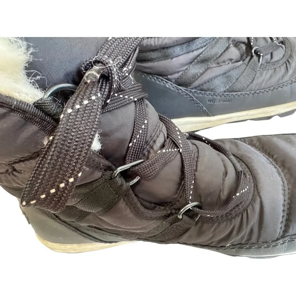 Sorel Whitney Short Lace Black Waterproof Winter Snow Boots NY1907-010 Size 7